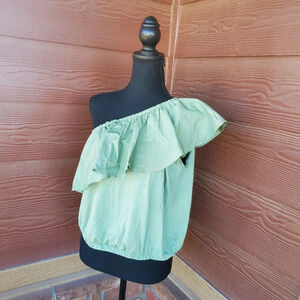 Women's One Shoulder Ruffle Top - A New Day, Olive Green, Medium